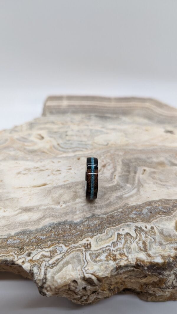 Madagascar Ebony with Sleeping Beauty Turquoise on Stainless Steel Band scaled