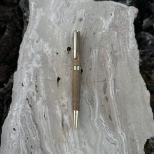 bethlehem olive exotic wood pen with gold hardware, lathe turned