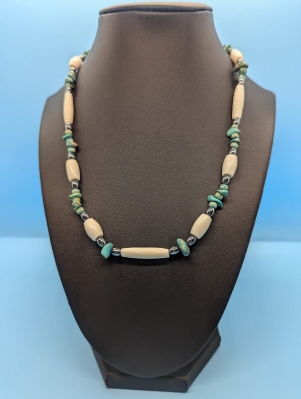 16 Real Bone Hair Pipe Turquoise Necklace